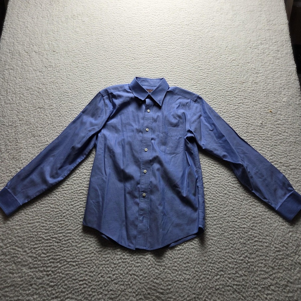 Brooks Brothers Shirt Boys 12 Blue Solid Non Iron Button Down Long Sleeve Cotton